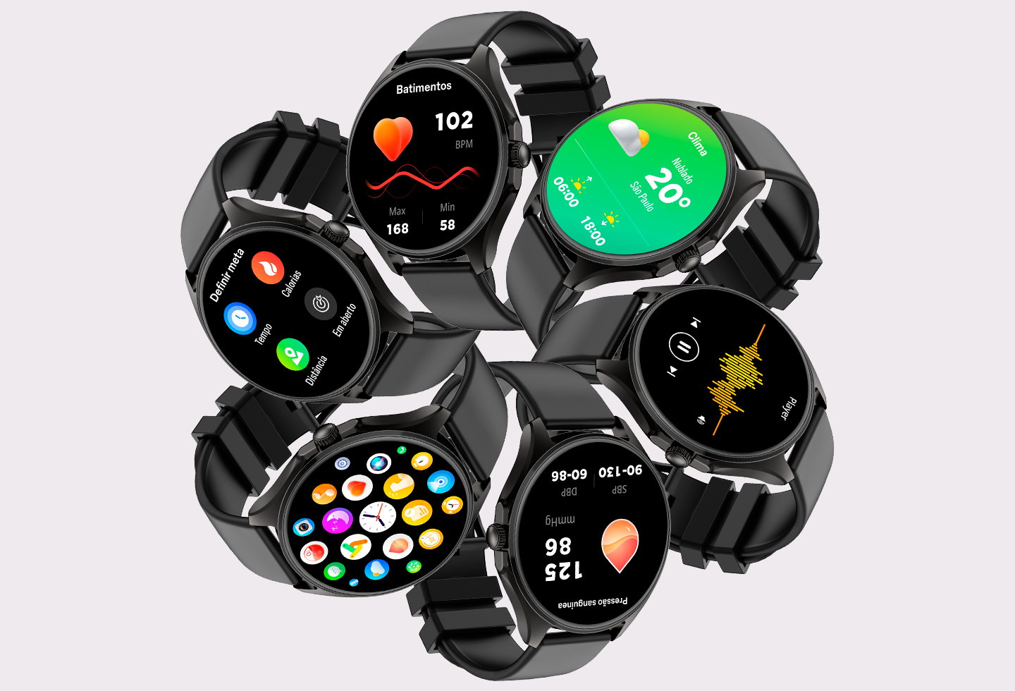 Mosaico com diversos Smartwatches
